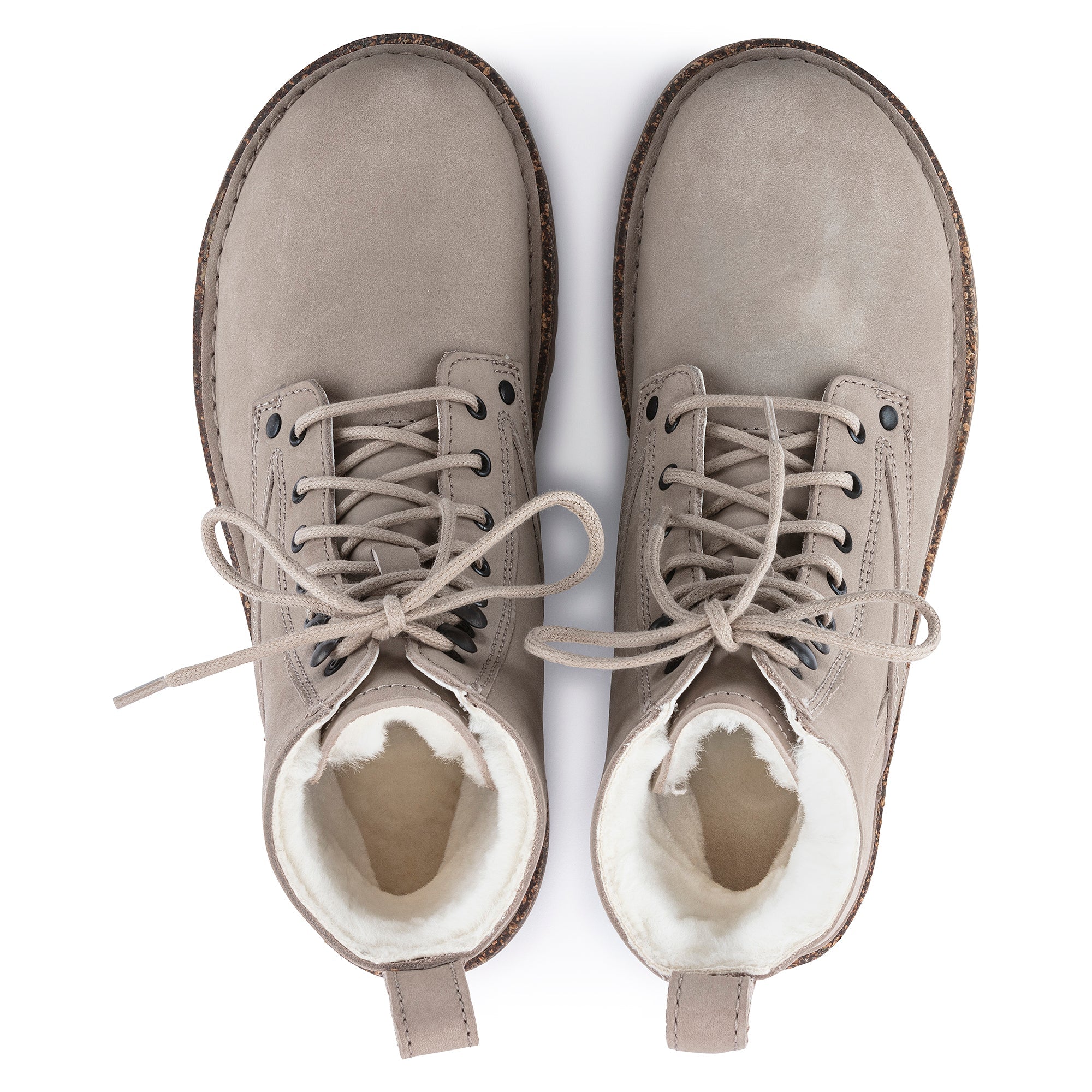 Birkenstock Bryson Shearling Ladies Beige Nubuck Arch Support Lace Up Ankle Boots-elevate your sole