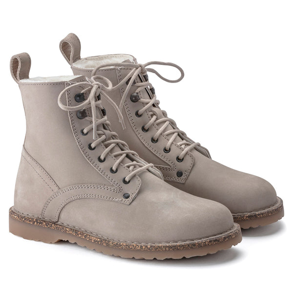Birkenstock Bryson Shearling Ladies Beige Nubuck Arch Support Lace Up Ankle Boots-elevate your sole