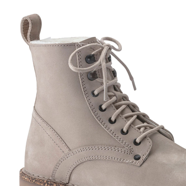 Birkenstock Bryson Shearling Ladies Beige Nubuck Arch Support Lace Up Ankle Boots-elevate your sole