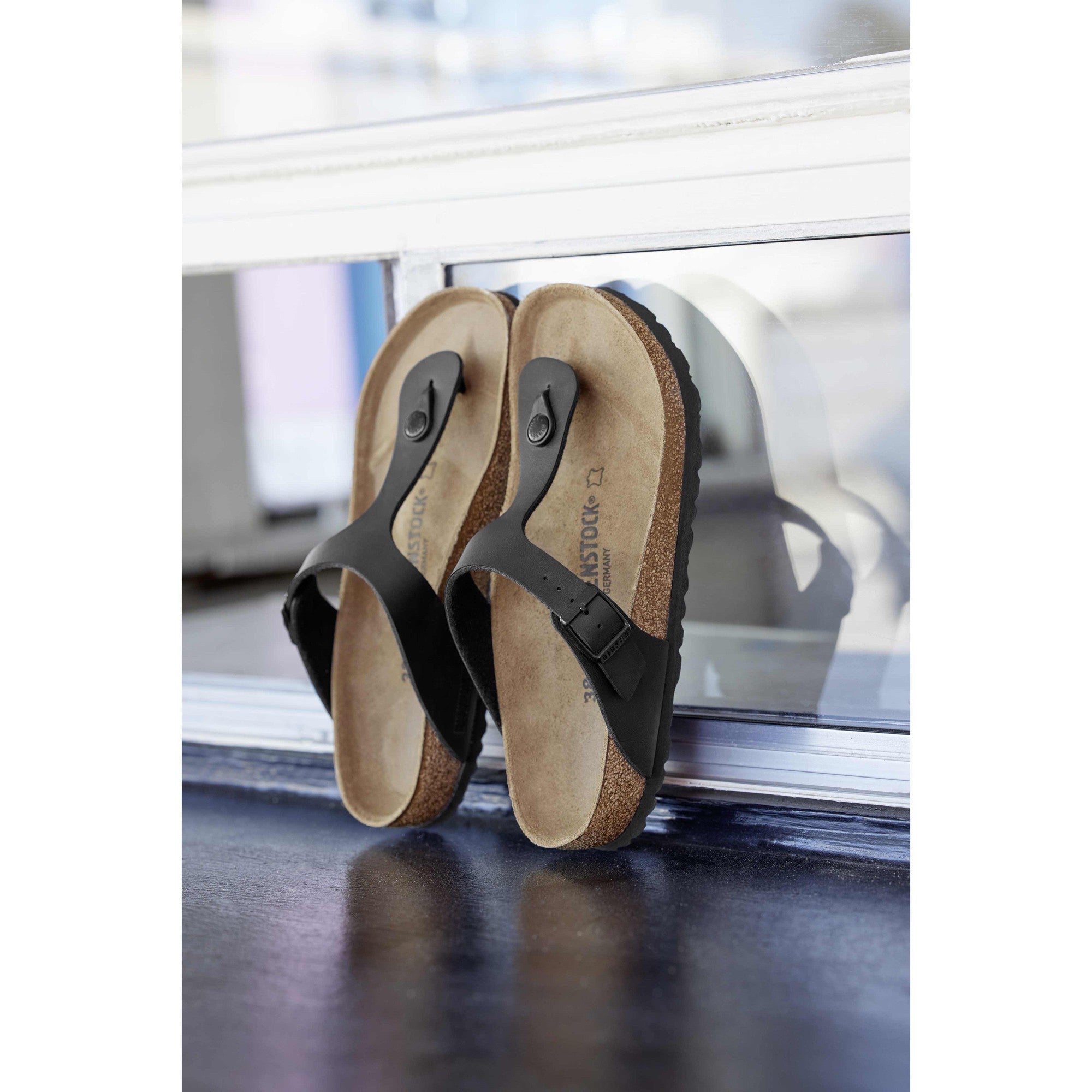 Birkenstock Gizeh BF 43691 Ladies Black Textile Arch Support Slip On Sandals-elevate your sole