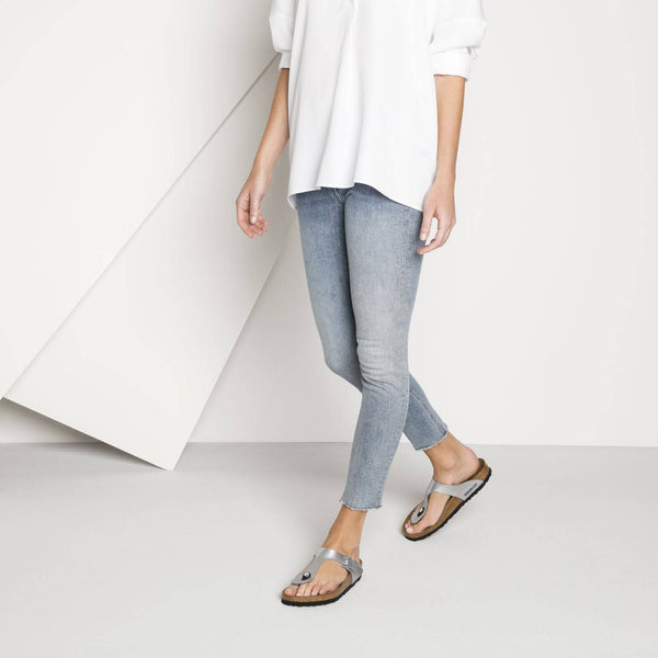 Birkenstock Gizeh BF 43851 Ladies Silver Regular Fit Arch Support Slip On Sandals-elevate your sole