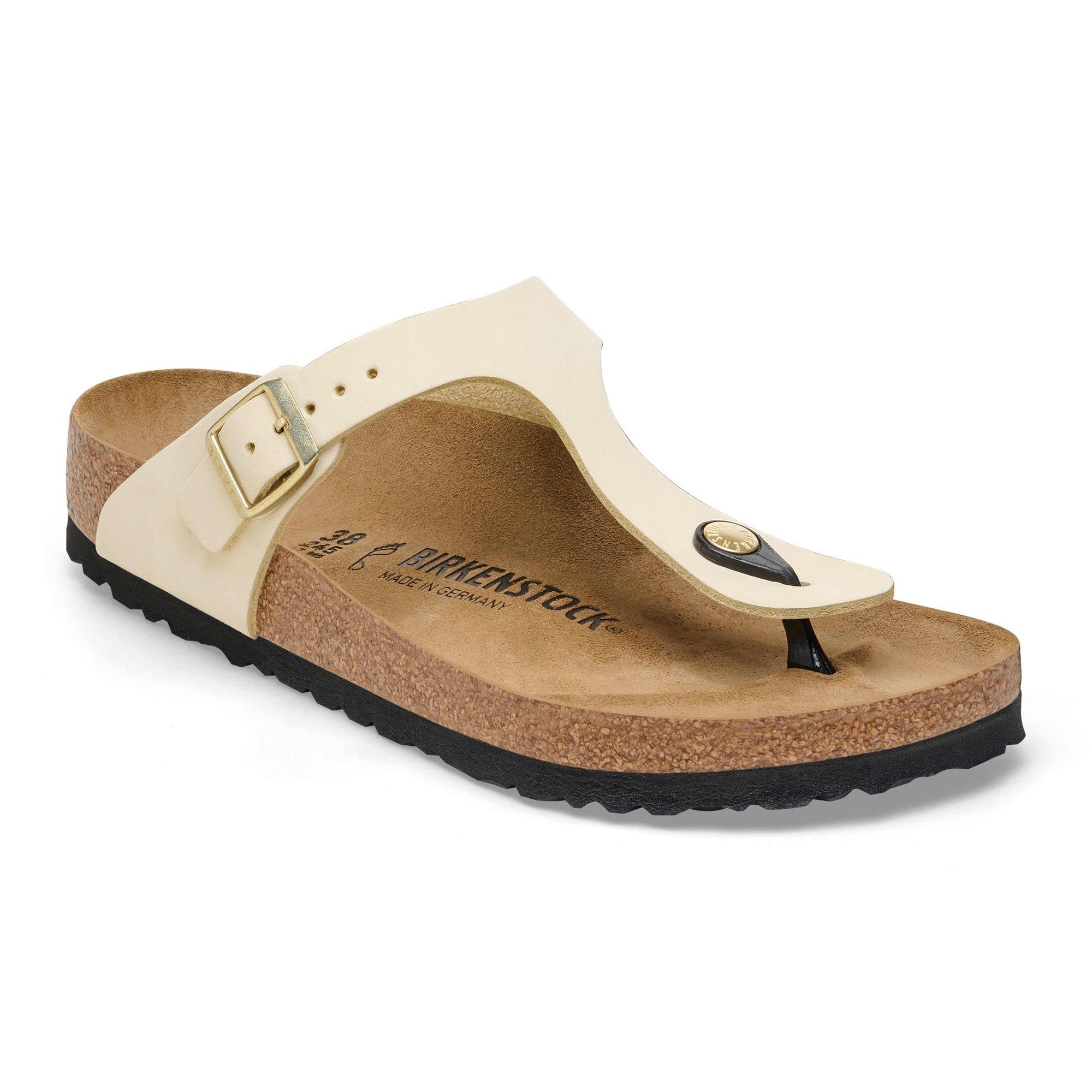 Birkenstock Gizeh Leather Ladies Ecru Nubuck Arch Support Buckle Sandals-elevate your sole
