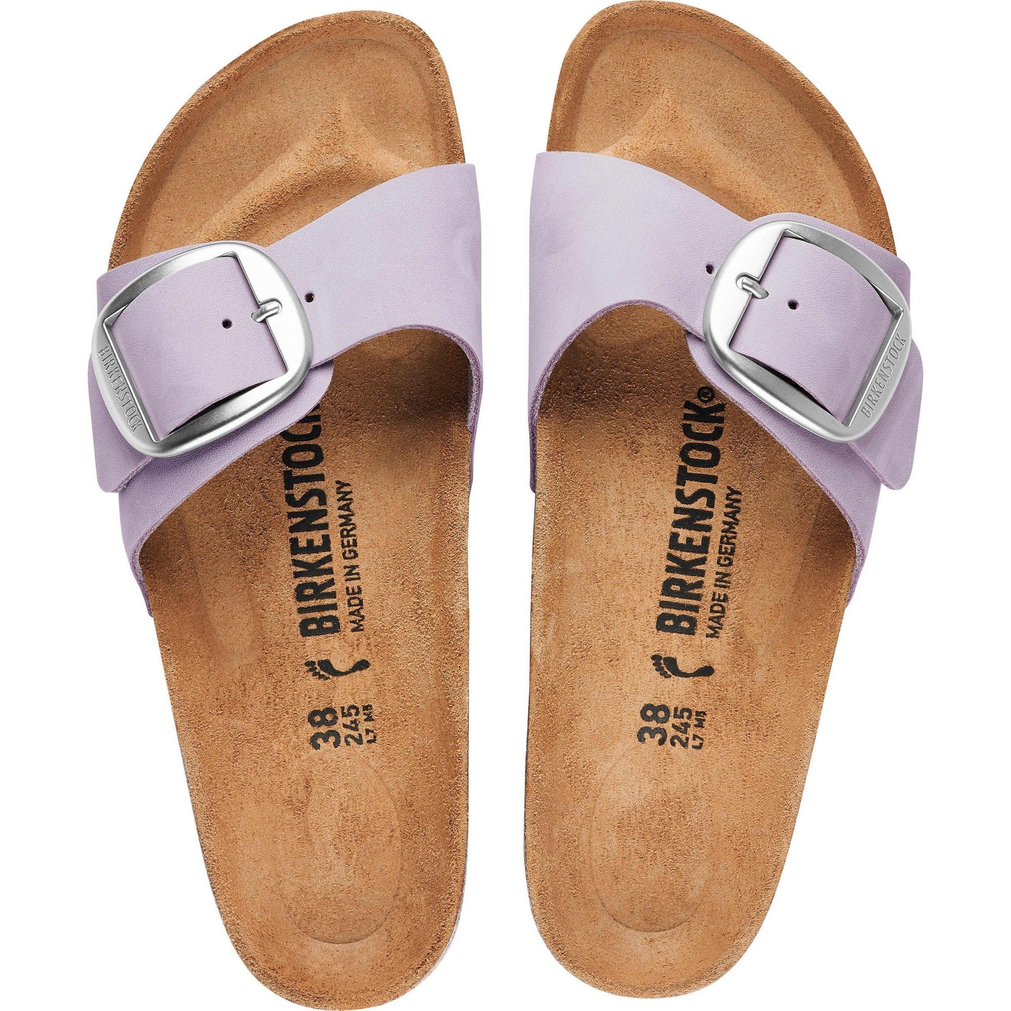 Birkenstock Madrid Big Buckle 1023965 Ladies Purple Fog Nubuck Arch Support Slip On Sandals-elevate your sole