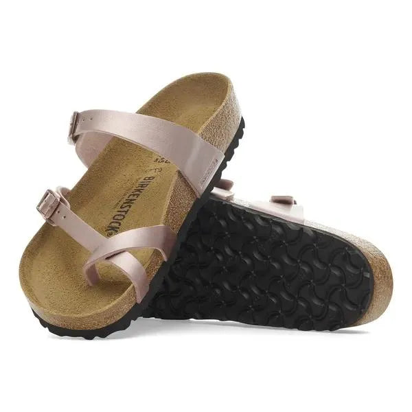 Birkenstock Mayari Birkoflor Ladies Copper Arch Support Buckle Sandals with adjustable straps and textured sole.