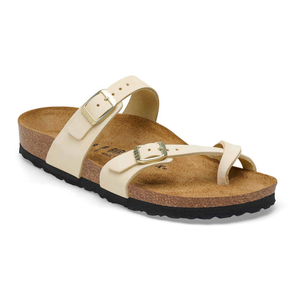 Birkenstock Mayari Ladies Ecru Nubuck Leather Arch Support Buckle Sandals-elevate your sole