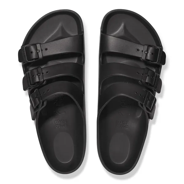 Birkenstock Papillio Florida EVA III Flex platform women's narrow black sandals with buckle straps and arch support.