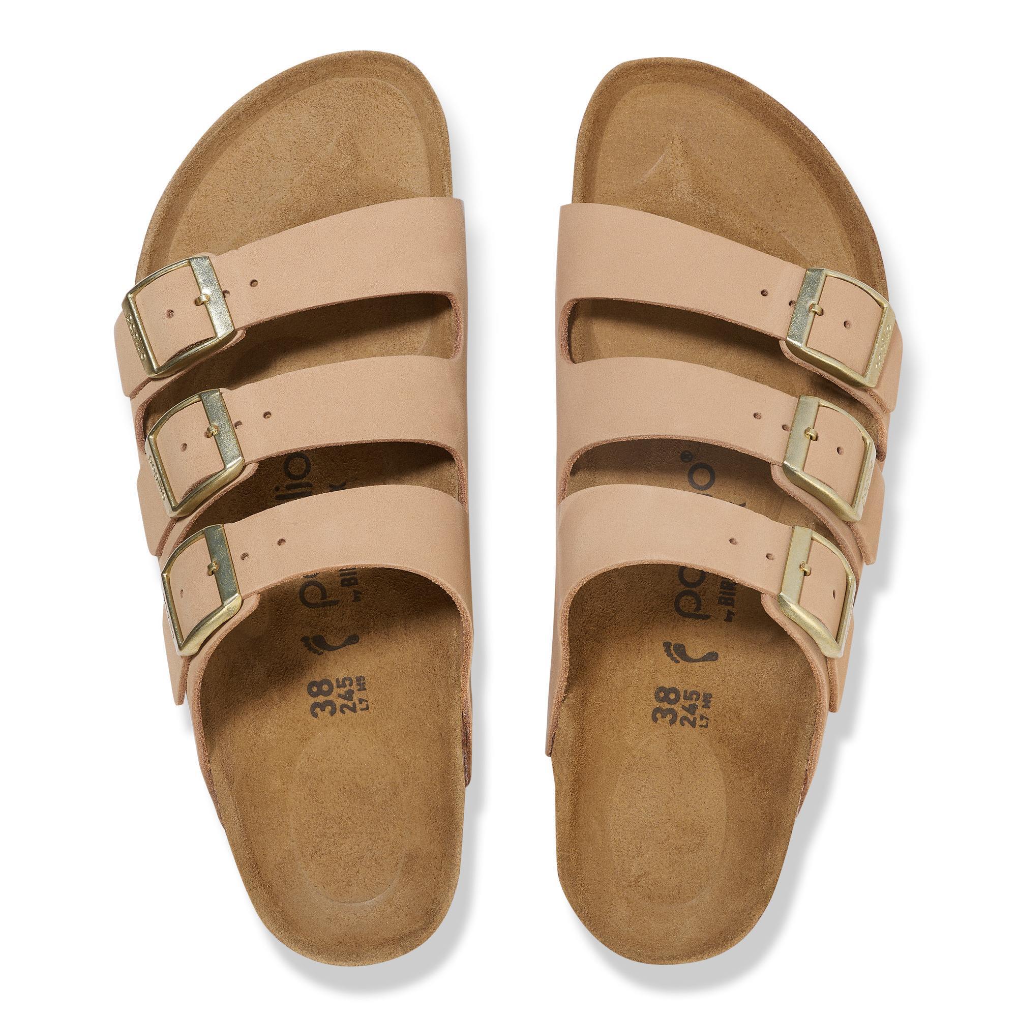 Birkenstock Papillio Florida III Flex Platform women's narrow sandals with nubuck straps, arch support, and buckles.