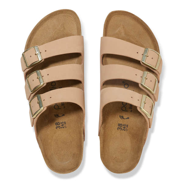 Birkenstock Papillio Florida III Flex Platform women's narrow sandals with nubuck straps, arch support, and buckles.
