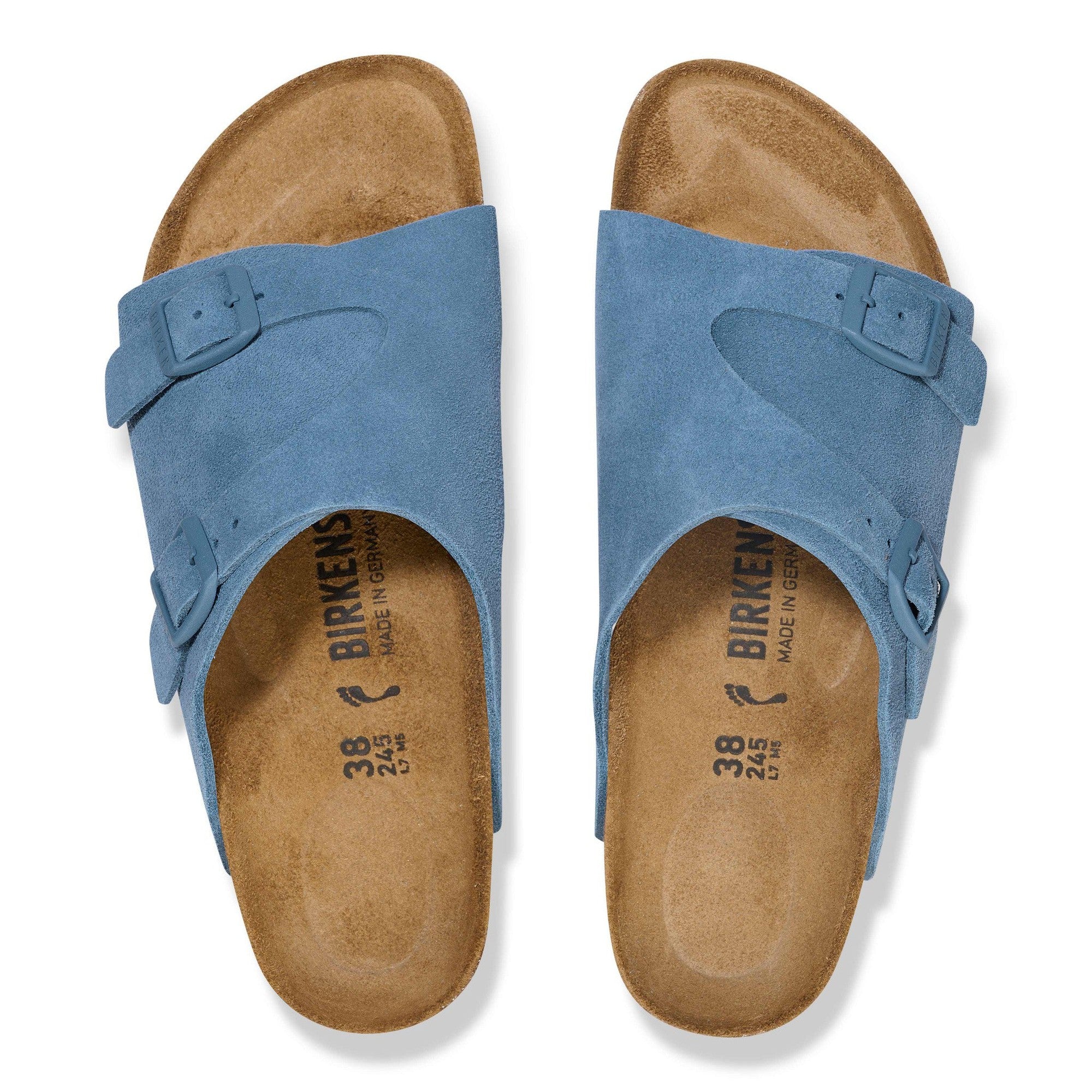 Birkenstock Zürich Suede Ladies Elemental Blue Suede Arch Support Buckle Sandals-elevate your sole