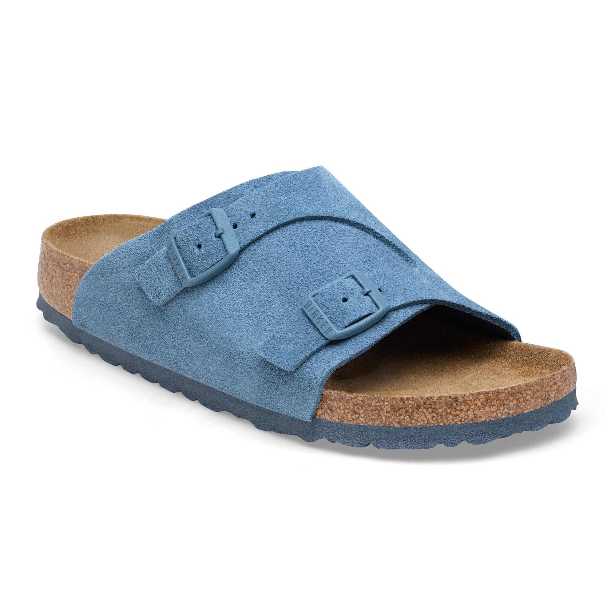 Birkenstock Zürich Suede Ladies Elemental Blue Suede Arch Support Buckle Sandals-elevate your sole