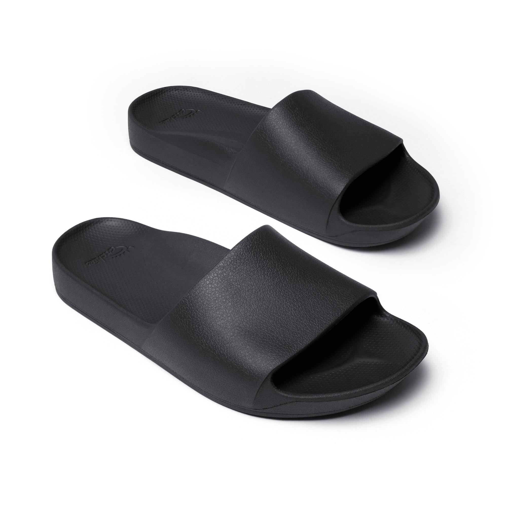 Archies Arch Support Slides Classic Unisex Black Waterproof Arch Support Slider Sandals