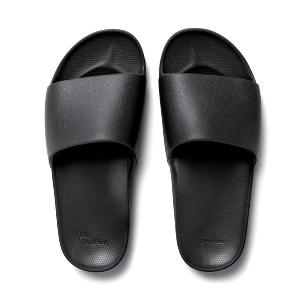 Archies Arch Support Slides Classic Unisex Black Waterproof Arch Support Slider Sandals