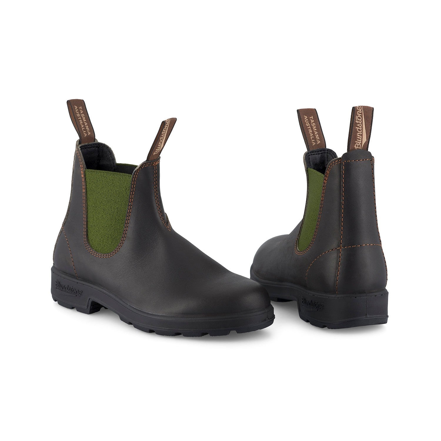 Blundstone #519 Originals Unisex Brown & Olive Leather Water Resistant Pull On Ankle Boots-elevate your sole