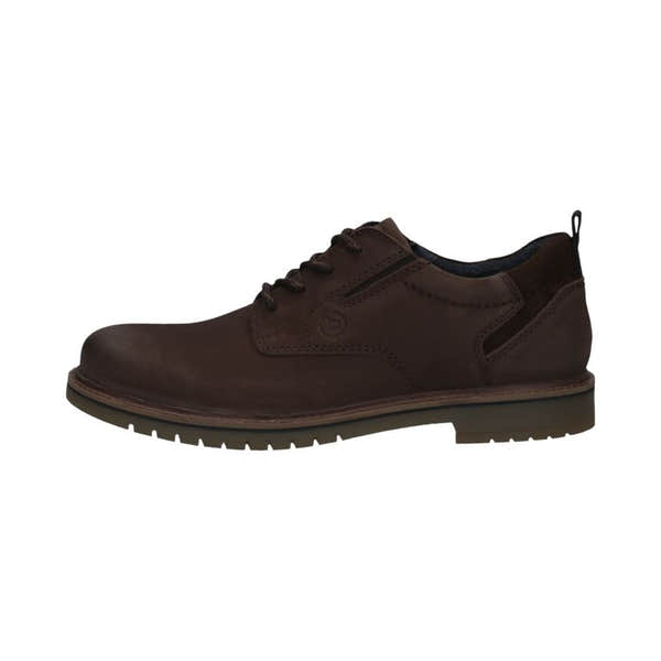 Bugatti Barton Evo men's dark brown nubuck lace-up dress shoes with a sleek design and sturdy sole.