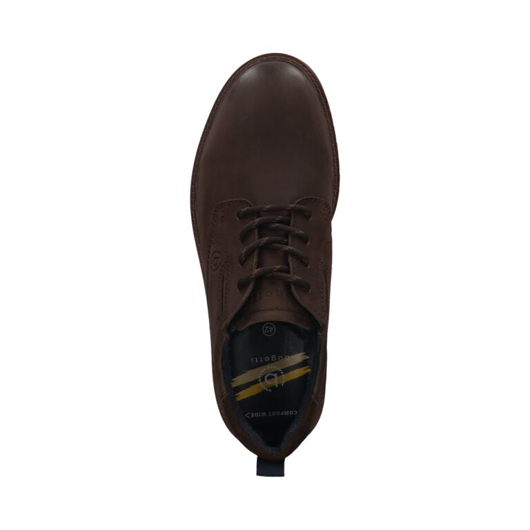 Mens dark brown nubuck lace-up shoes, Bugatti Barton Evo 331-AU101-1500-6100, stylish and comfortable footwear.
