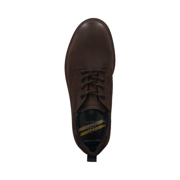 Mens dark brown nubuck lace-up shoes, Bugatti Barton Evo 331-AU101-1500-6100, stylish and comfortable footwear.