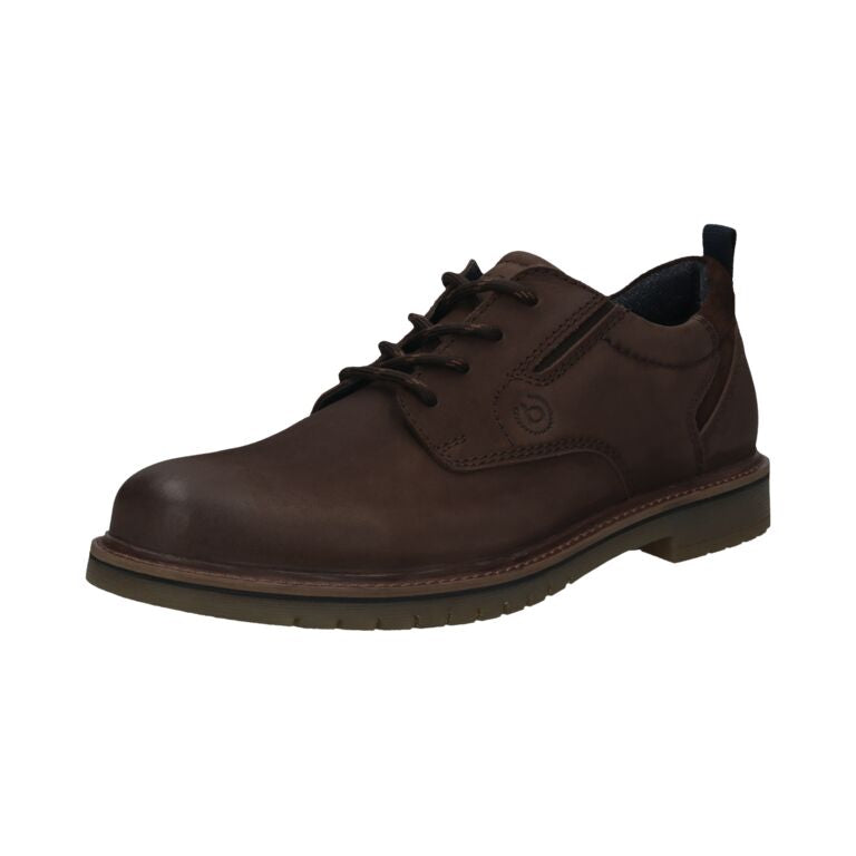 Bugatti Barton Evo men's dark brown nubuck lace-up dress shoe with stitched detailing and rubber outsole.