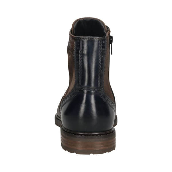 Bugatti Marcello Eco men's dark brown and grey leather ankle boots with zip and lace closure.
