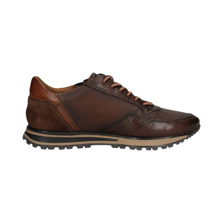 Bugatti men's brown leather zip and lace trainers, casual footwear with a sporty sole, stylish and comfortable design.