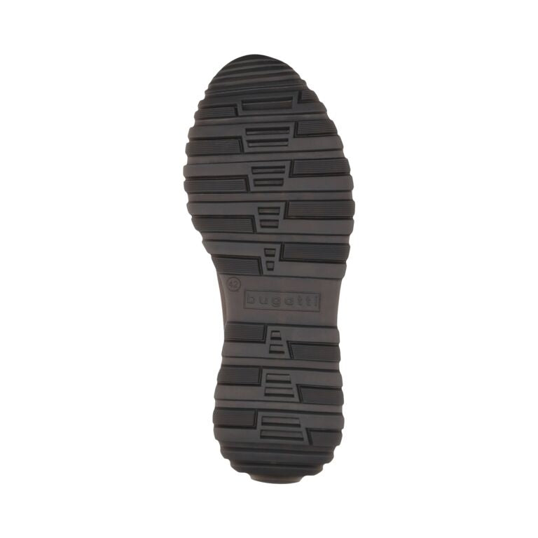 Men's brown leather zip and lace trainers with textured rubber sole, branded Bugatti Philip 331-AG809-4100-6000.
