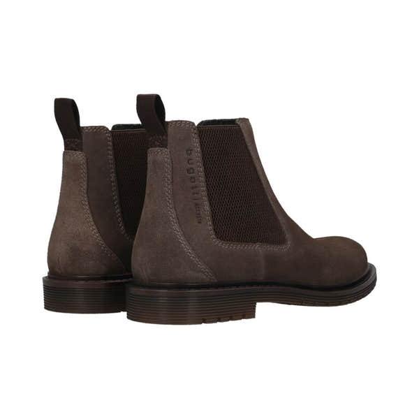 Bugatti Veda Evo men's dark grey suede pull-on ankle boots with rubber soles and elastic side panels.