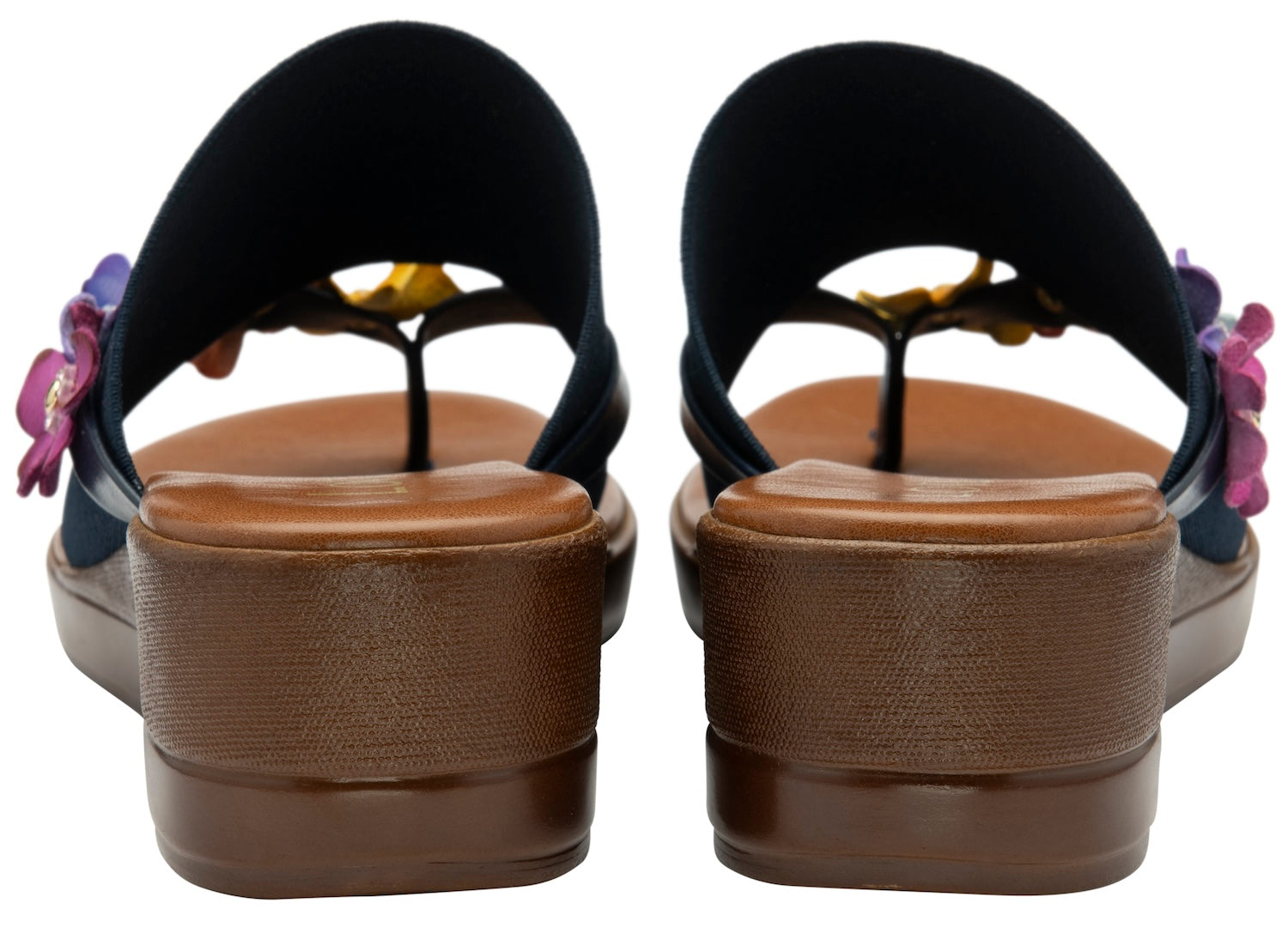 Lotus Carlotta Ladies  Italian Navy Leather & Textile Slip On Sandals