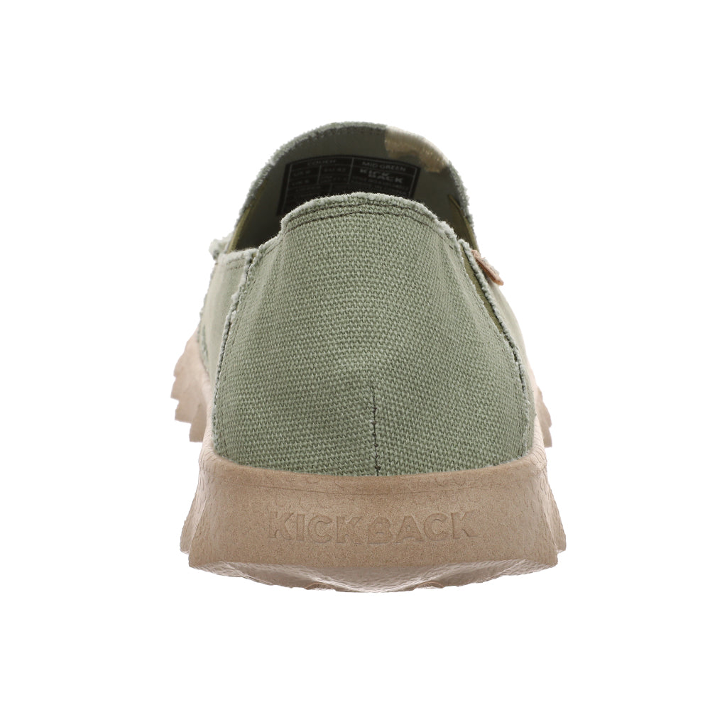 Kickback Couch Mid Green Canvas Mens Slip On Shoes