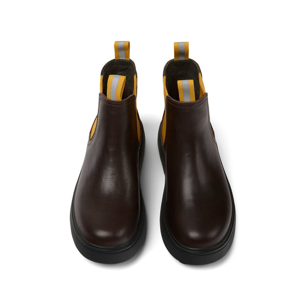 Camper K900149-014 Boys Brown & Yellow Leather Pull On Ankle Boots-elevate your sole
