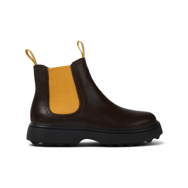 Camper K900149-014 Boys Brown & Yellow Leather Pull On Ankle Boots-elevate your sole