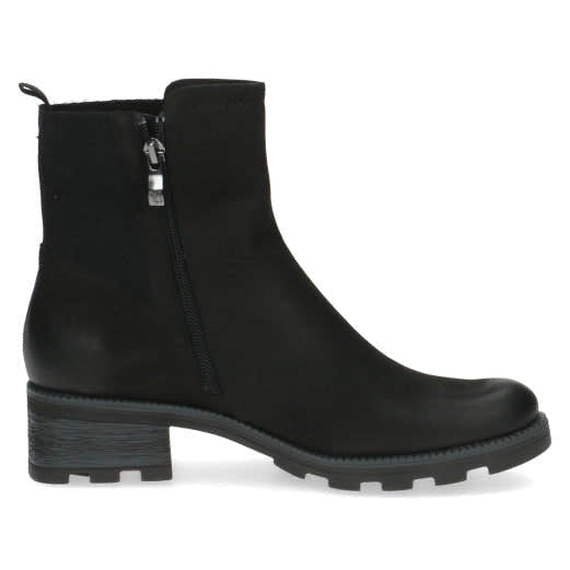 Caprice 25227-41 008 Ladies Black Leather Side Zip Ankle Boots-elevate your sole