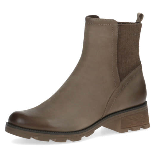 Caprice 25227-41 356 Ladies Mud Brown Leather Side Zip Ankle Boots-elevate your sole