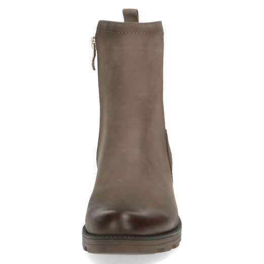 Caprice 25227-41 356 Ladies Mud Brown Leather Side Zip Ankle Boots-elevate your sole