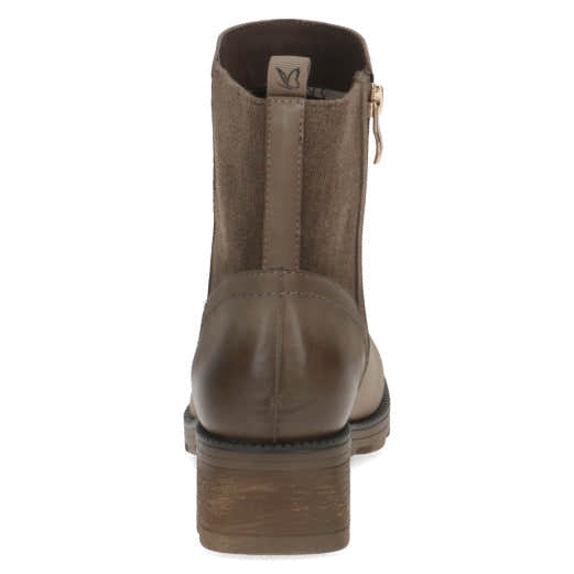 Caprice 25227-41 356 Ladies Mud Brown Leather Side Zip Ankle Boots-elevate your sole