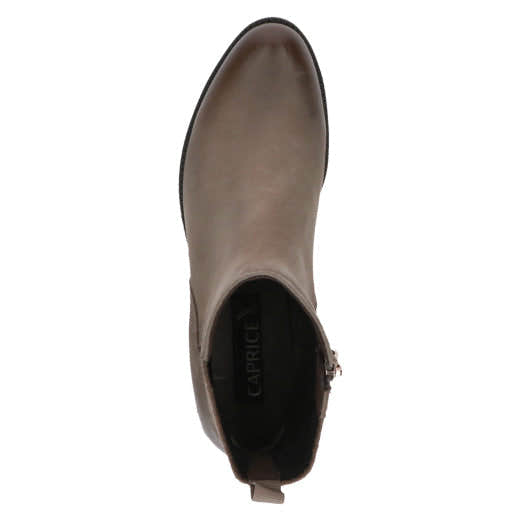 Caprice 25227-41 356 Ladies Mud Brown Leather Side Zip Ankle Boots-elevate your sole