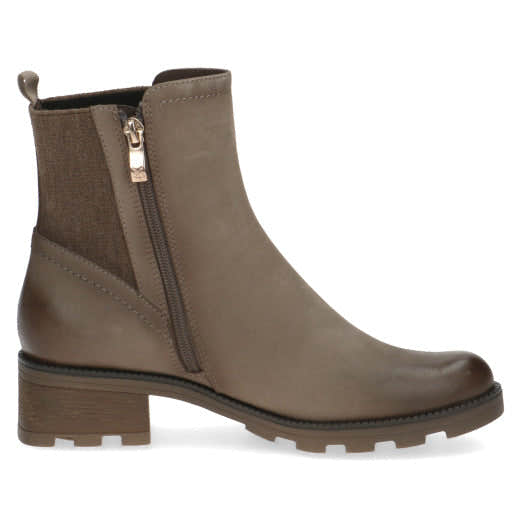 Caprice 25227-41 356 Ladies Mud Brown Leather Side Zip Ankle Boots-elevate your sole