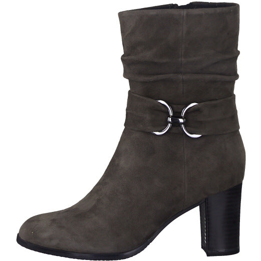 Caprice 25328-41 225 Ladies Stone Grey Leather Side Zip Ankle Boots-elevate your sole