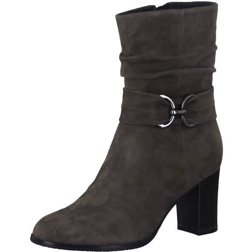 Caprice 25328-41 225 Ladies Stone Grey Leather Side Zip Ankle Boots-elevate your sole
