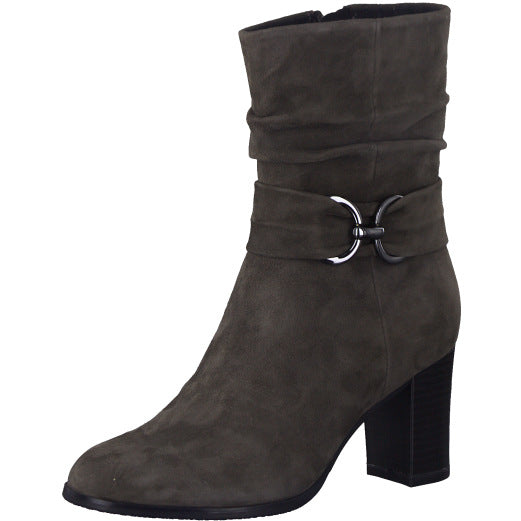 Caprice 25328-41 225 Ladies Stone Grey Leather Side Zip Ankle Boots-elevate your sole
