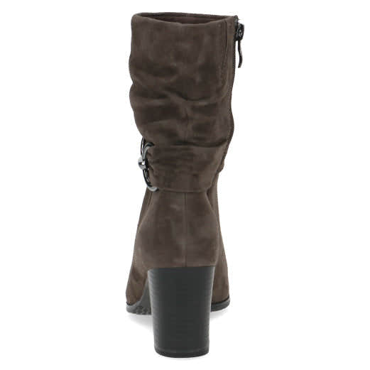 Caprice 25328-41 225 Ladies Stone Grey Leather Side Zip Ankle Boots-elevate your sole