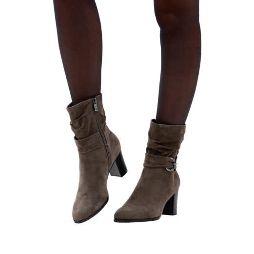 Caprice 25328-41 225 Ladies Stone Grey Leather Side Zip Ankle Boots-elevate your sole