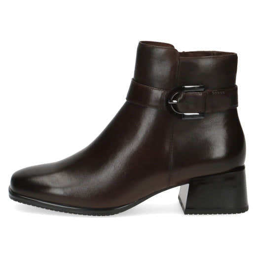 Caprice 25340-41 337 Ladies Dark Brown Leather Side Zip Ankle Boots-elevate your sole