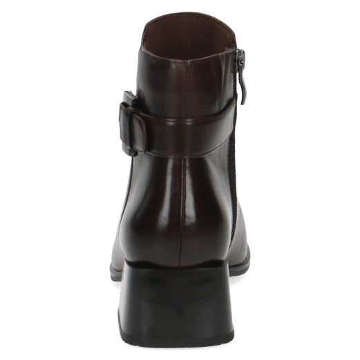 Caprice 25340-41 337 Ladies Dark Brown Leather Side Zip Ankle Boots-elevate your sole
