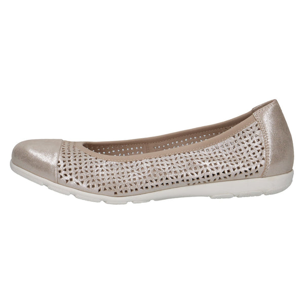 Caprice 9-22151-42 341 Ladies Taupe Metallic Leather Slip On Shoes-elevate your sole