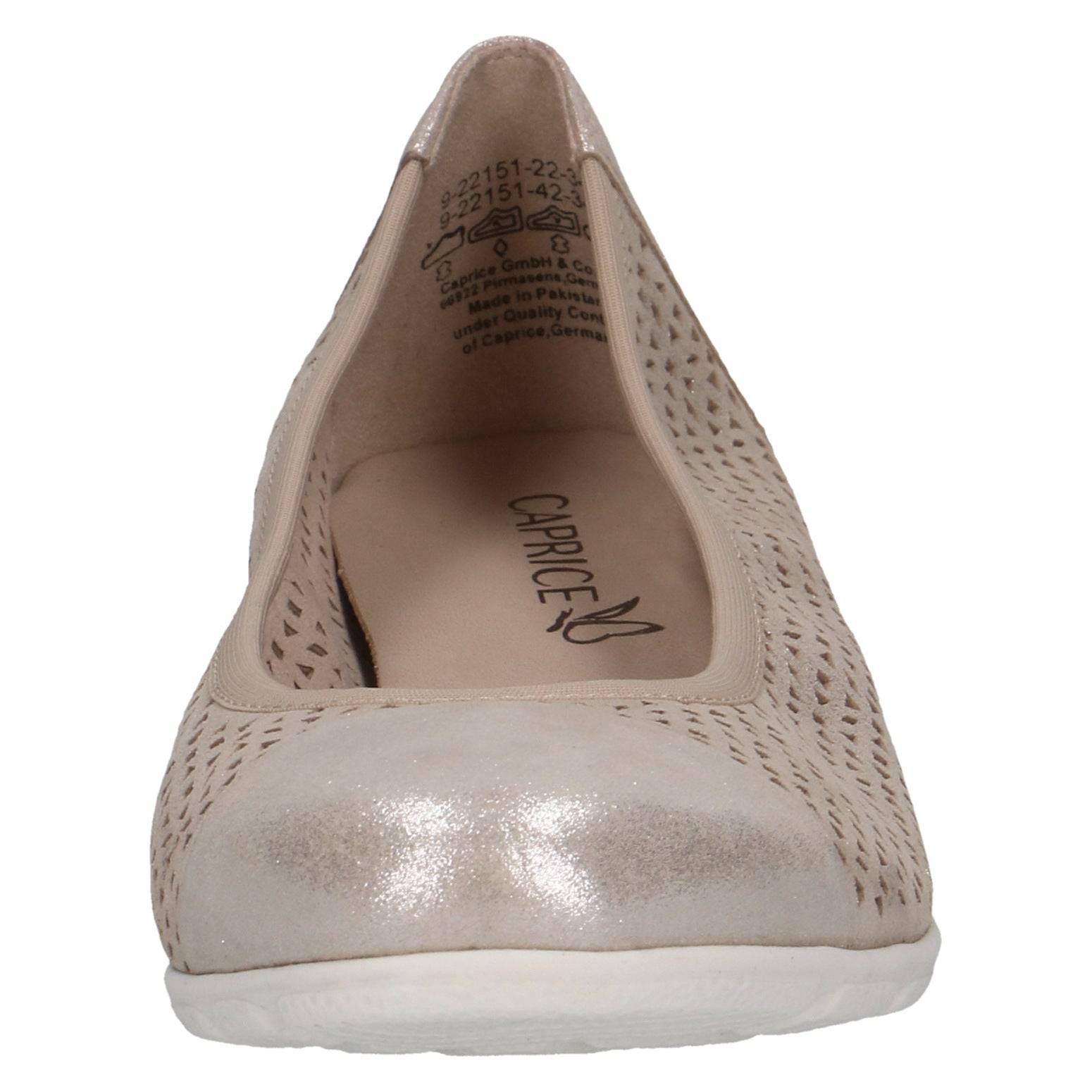 Caprice 9-22151-42 341 Ladies Taupe Metallic Leather Slip On Shoes-elevate your sole