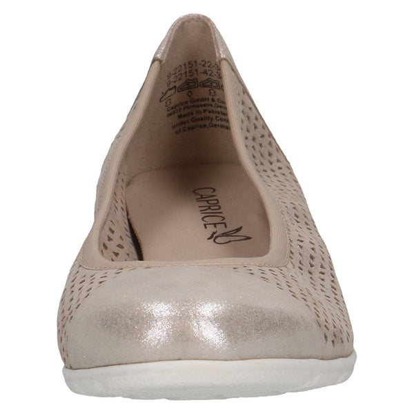 Caprice 9-22151-42 341 Ladies Taupe Metallic Leather Slip On Shoes-elevate your sole