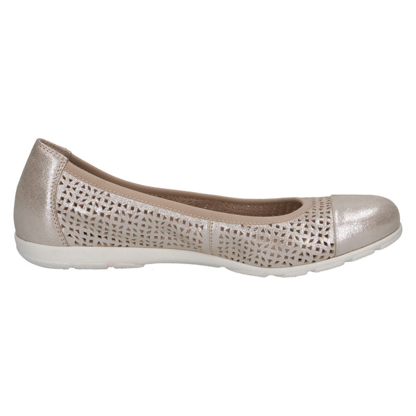 Caprice 9-22151-42 341 Ladies Taupe Metallic Leather Slip On Shoes-elevate your sole