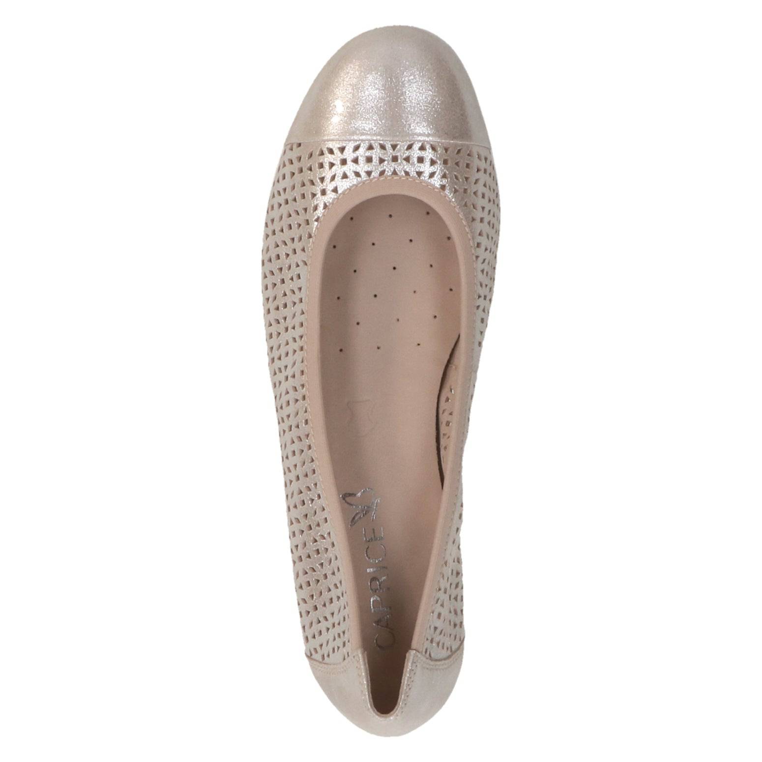 Caprice 9-22151-42 341 Ladies Taupe Metallic Leather Slip On Shoes-elevate your sole