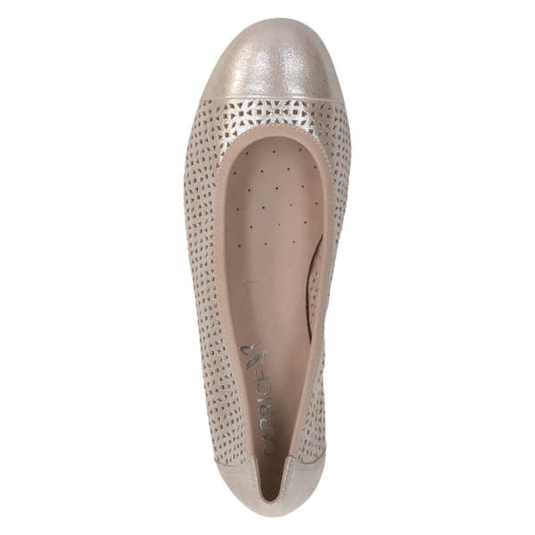 Caprice 9-22151-42 341 Ladies Taupe Metallic Leather Slip On Shoes-elevate your sole