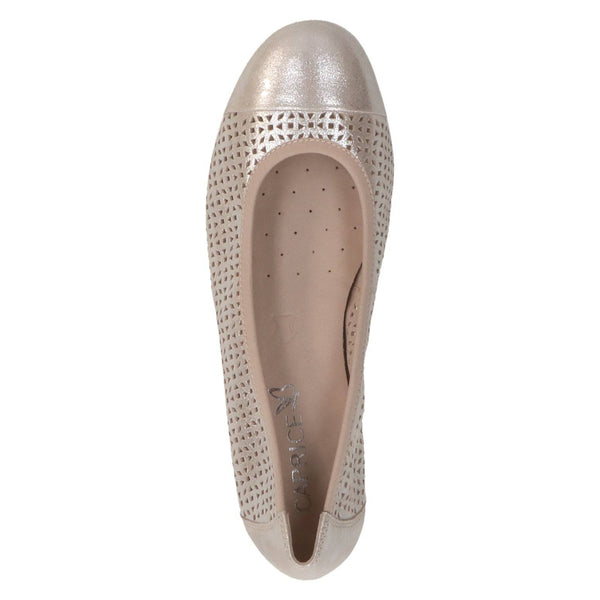 Caprice 9-22151-42 341 Ladies Taupe Metallic Leather Slip On Shoes-elevate your sole