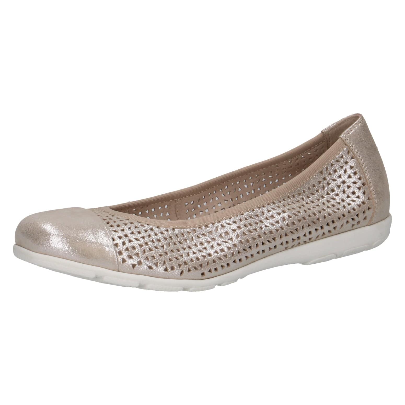 Caprice 9-22151-42 341 Ladies Taupe Metallic Leather Slip On Shoes-elevate your sole